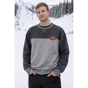 Ski The East Crewneck Sweatshirt Mens XL Grey Fleece Apres Ski Mountain Pullover